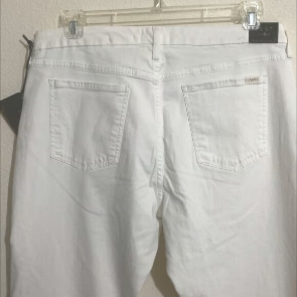 JEN7 by 7 for All Mankind Women's Straight Crop & Roll White Denim Jeans Size 14 - Picture 2 of 8